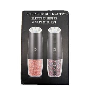 Rechargeable Gravity Electric Salt And Pepper Mill Set NWT